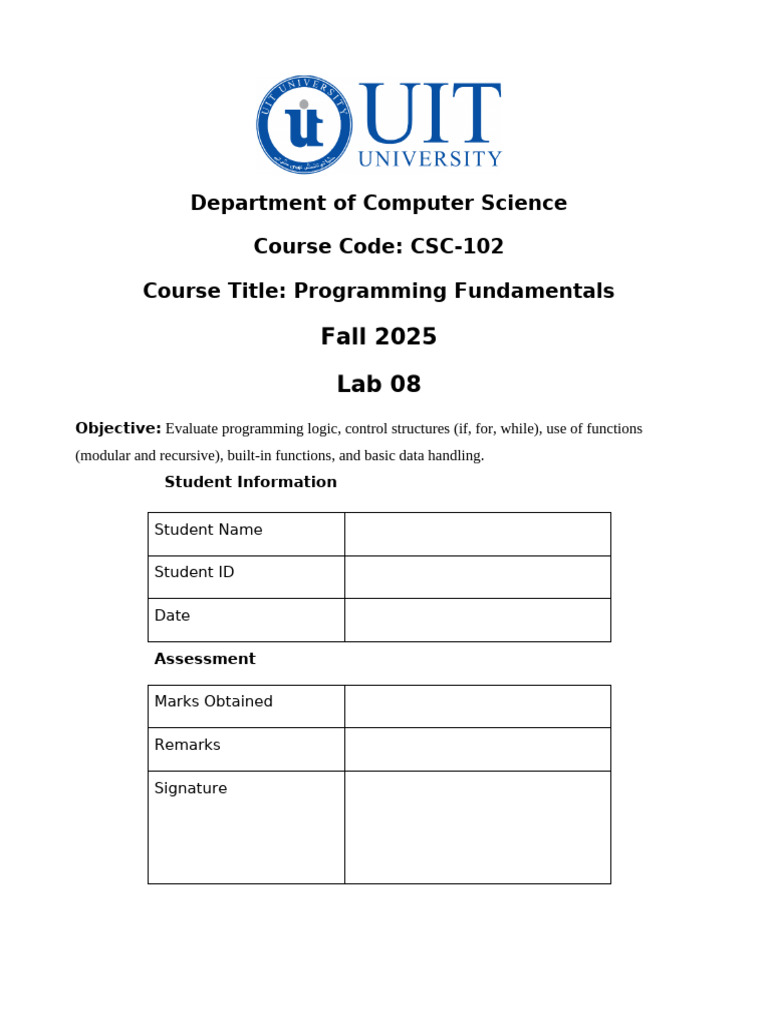 Lab 8 | PDF | Programming | Computer Program