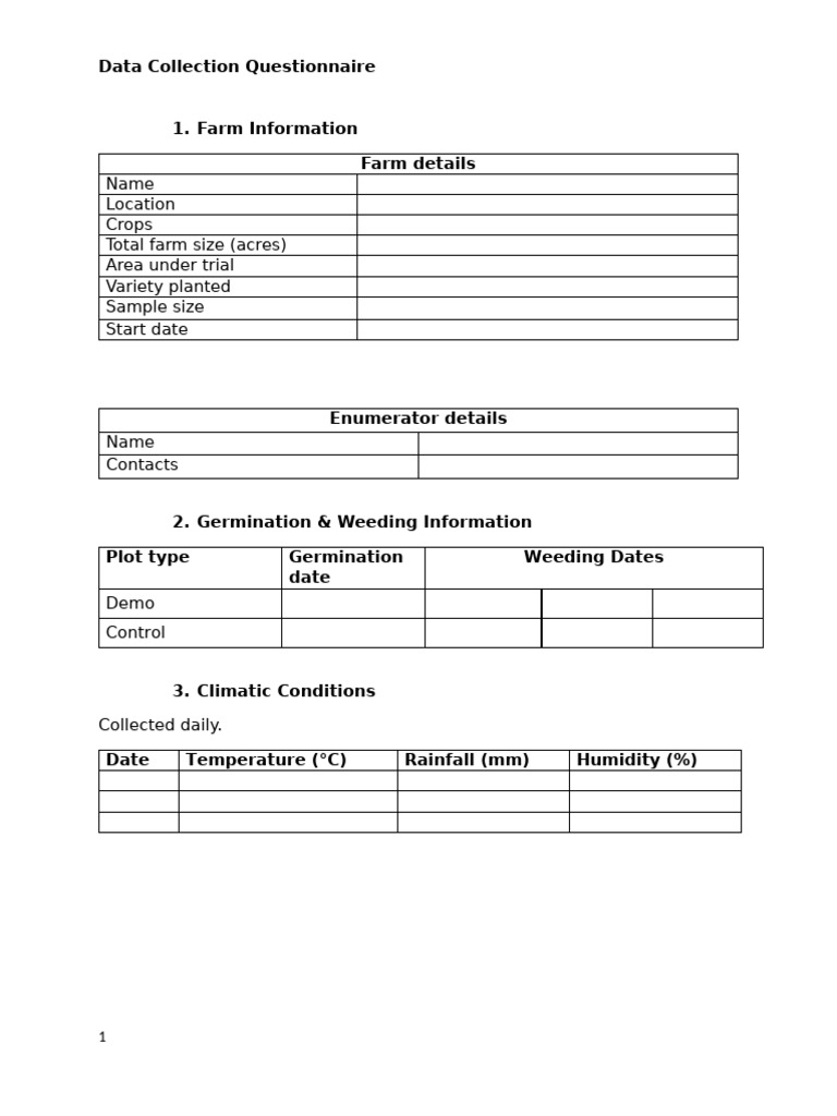Farm Data Collection Questionnaire | PDF | Pest (Organism) | Seed