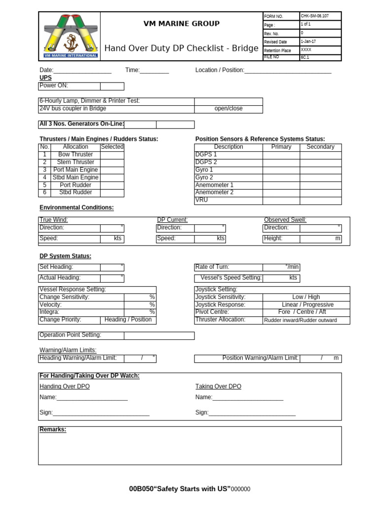 DP Watch Hand Over Checklist | PDF