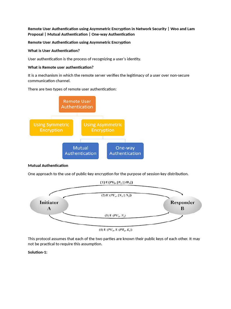 Remote User Authentication Methods | PDF | Public Key Cryptography ...