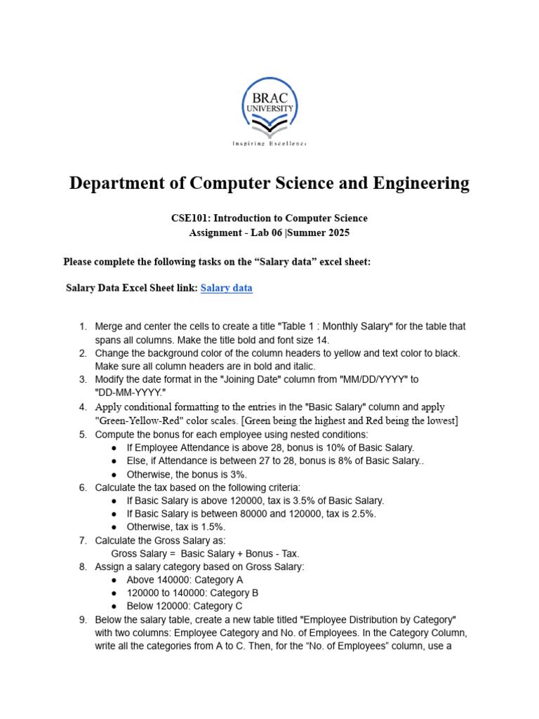CSE101 Lab 06: Salary Data Analysis | PDF