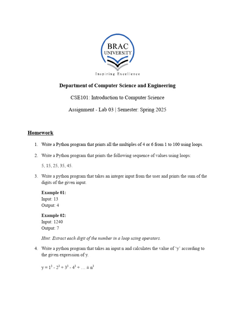 Lab 03 Homework Spring 2025 | PDF