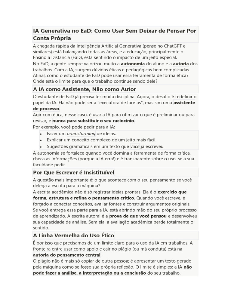 Uso Ético da IA no Ensino a Distância | PDF | Inteligência artificial ...