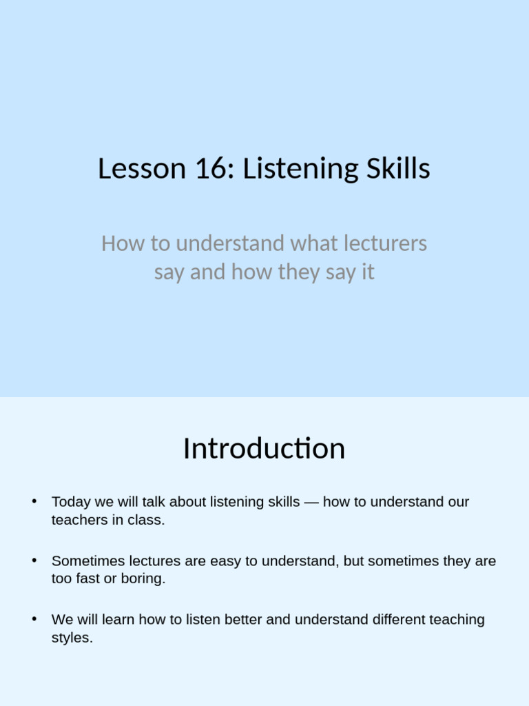 Listening Skills Presentation | PDF