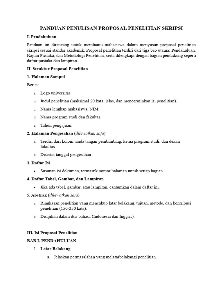 Panduan Proposal Penelitian Skripsi | PDF