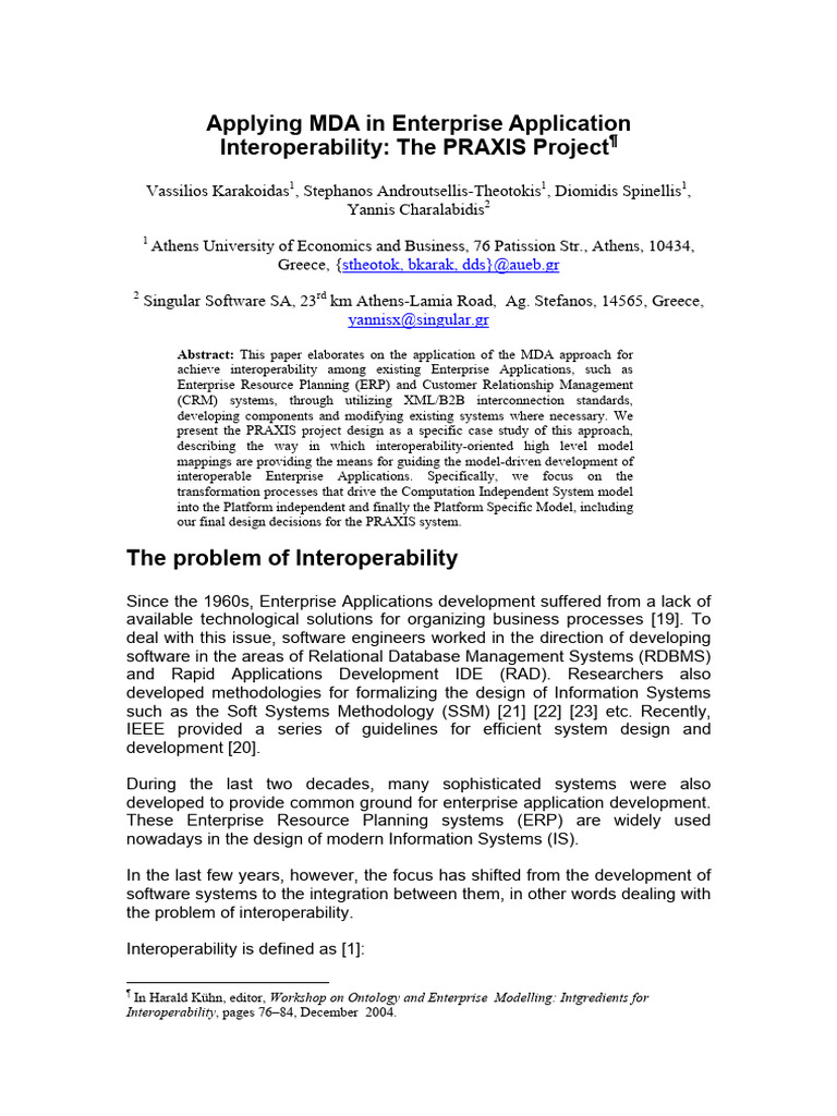 MDA for Enterprise Application Interoperability | PDF | Software Design ...