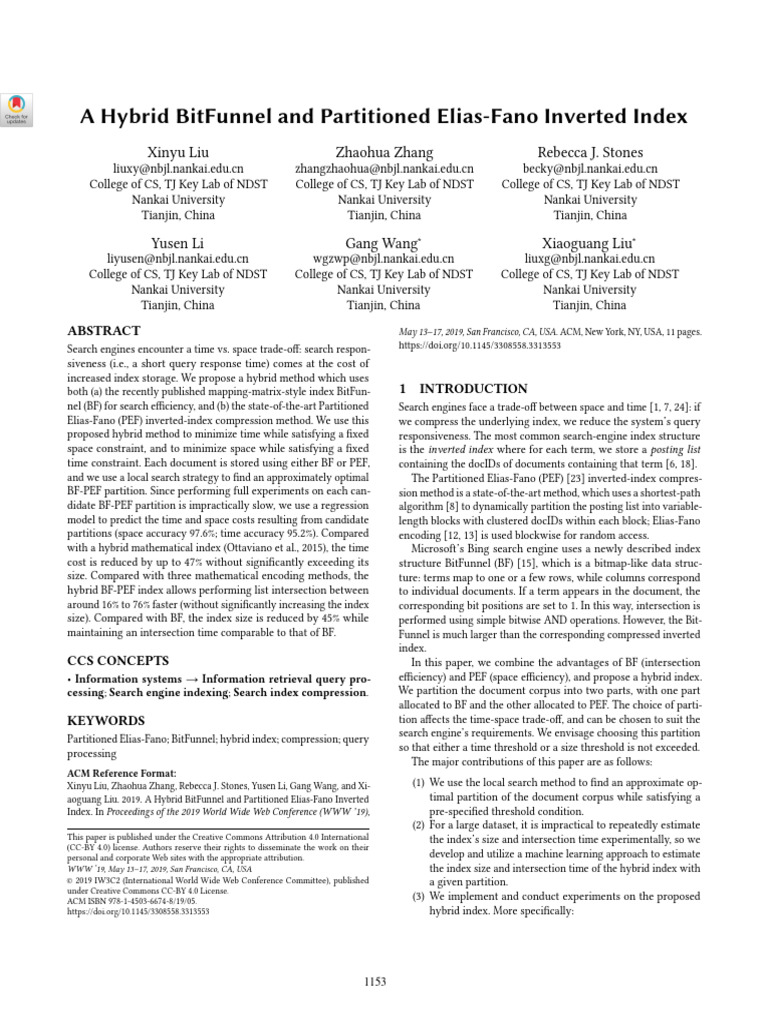 A Hybrid BitFunnel and Partitioned Elias-Fano Inverted Index | PDF ...