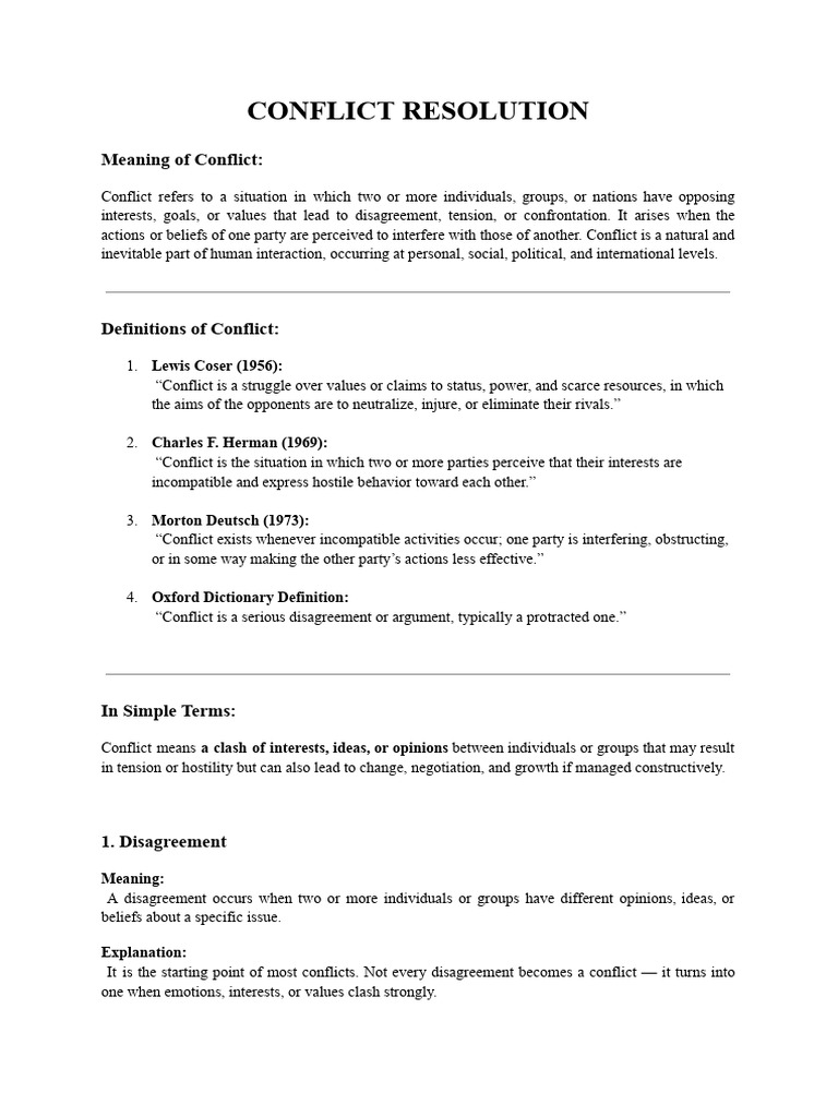 Understanding Conflict Resolution Concepts | PDF | Conflict Resolution ...