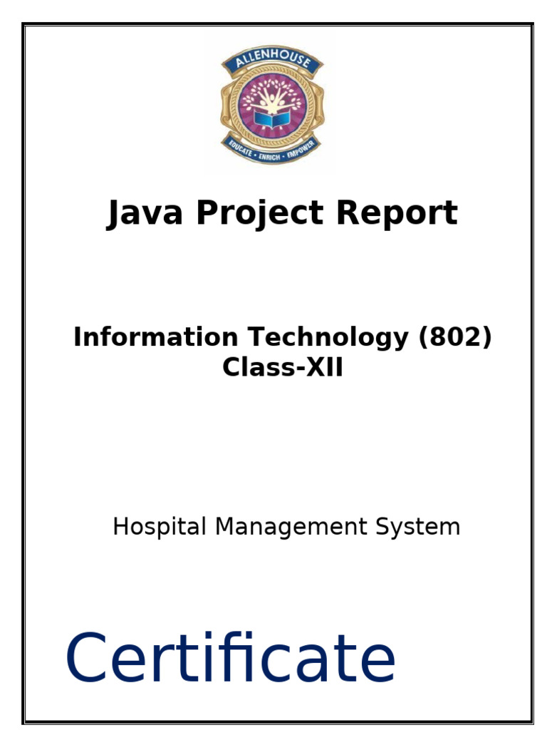 Java Hospital Management System Report | PDF | Electronic Health Record ...