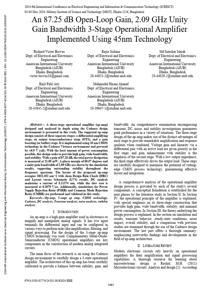 High-Gain 3-Stage Op-Amp Design | PDF | Operational Amplifier | Amplifier