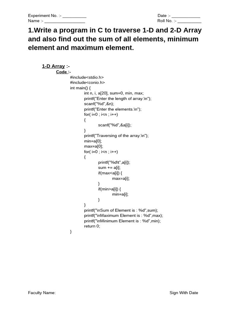 C Programs for Array Operations | PDF | Computer Programming | Computing