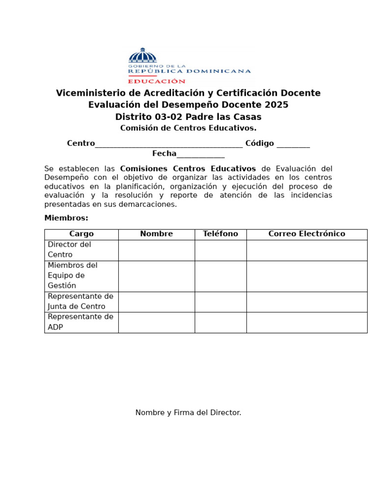 Evaluación Desempeño Docente 2025 | PDF