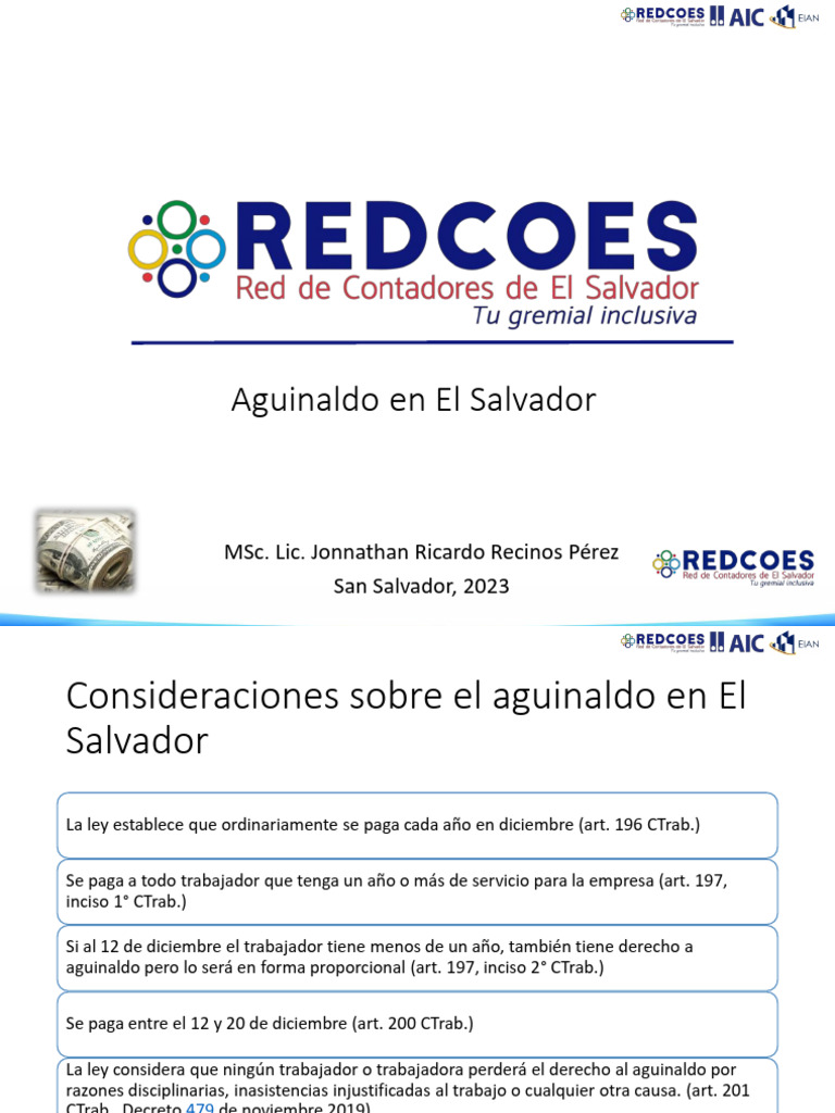 Aguinaldo en El Salvador: Normativa y Cálculo | PDF