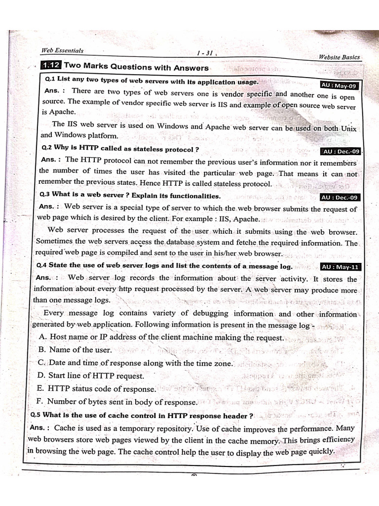 Unit 1 Two Marks | PDF