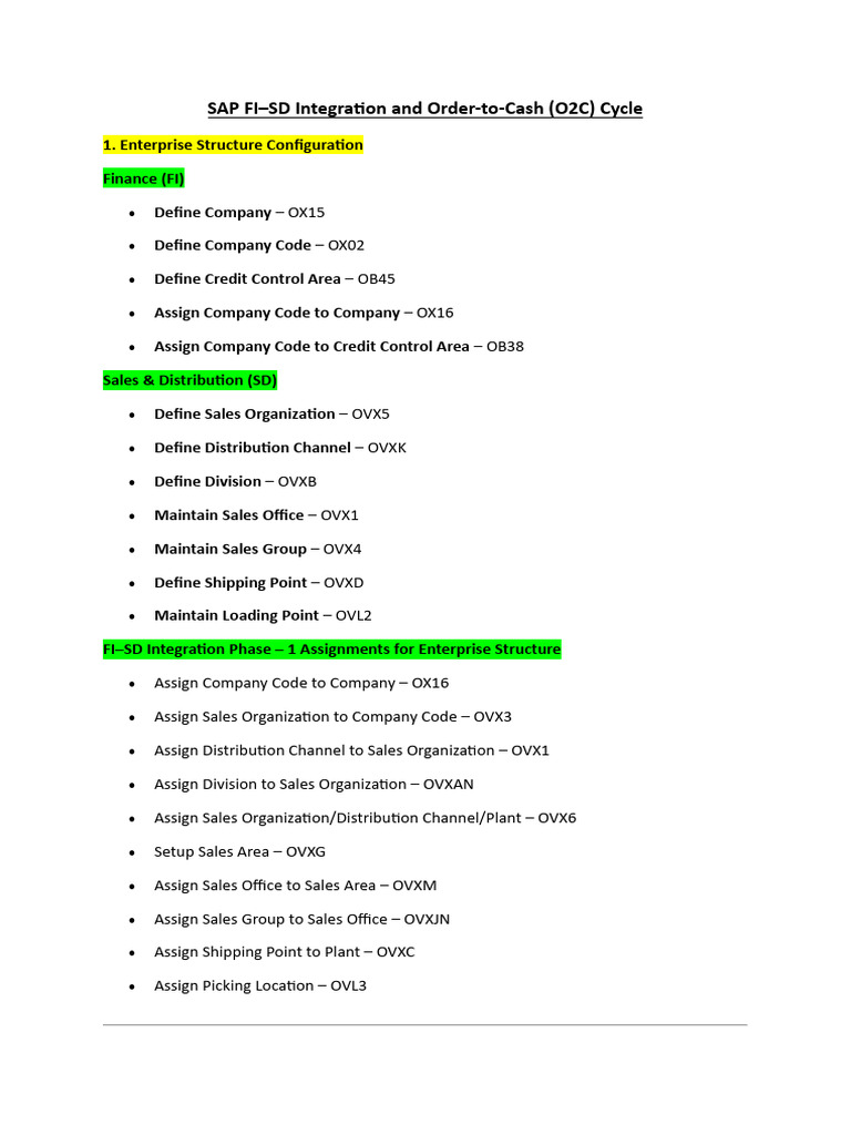SAP SD - FI Integration With O2C Cycle | PDF | Invoice | Business