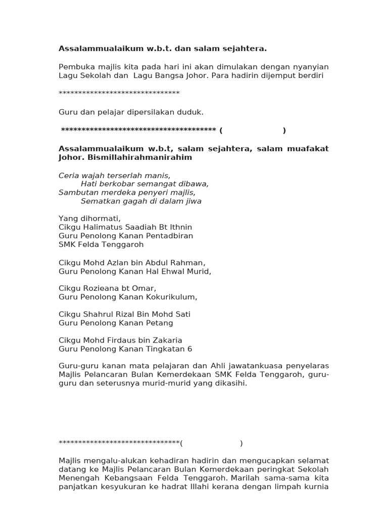 Majlis Perasmian Merdeka | PDF