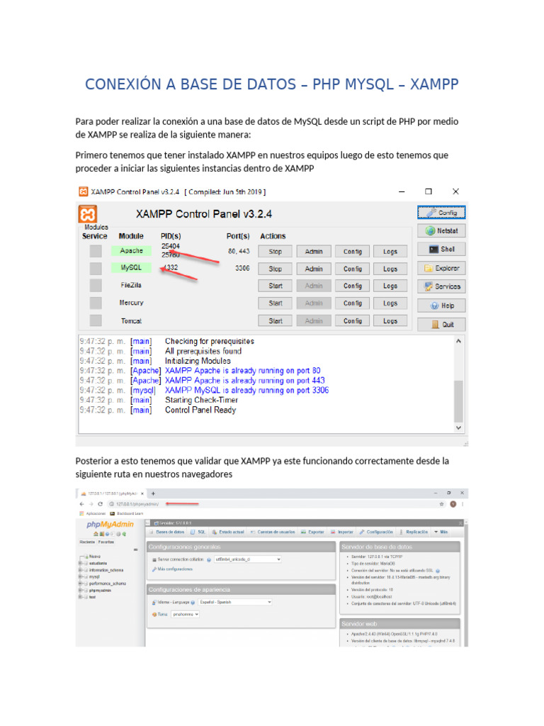 Conexión a Base de Datos - Php - Xampp | PDF