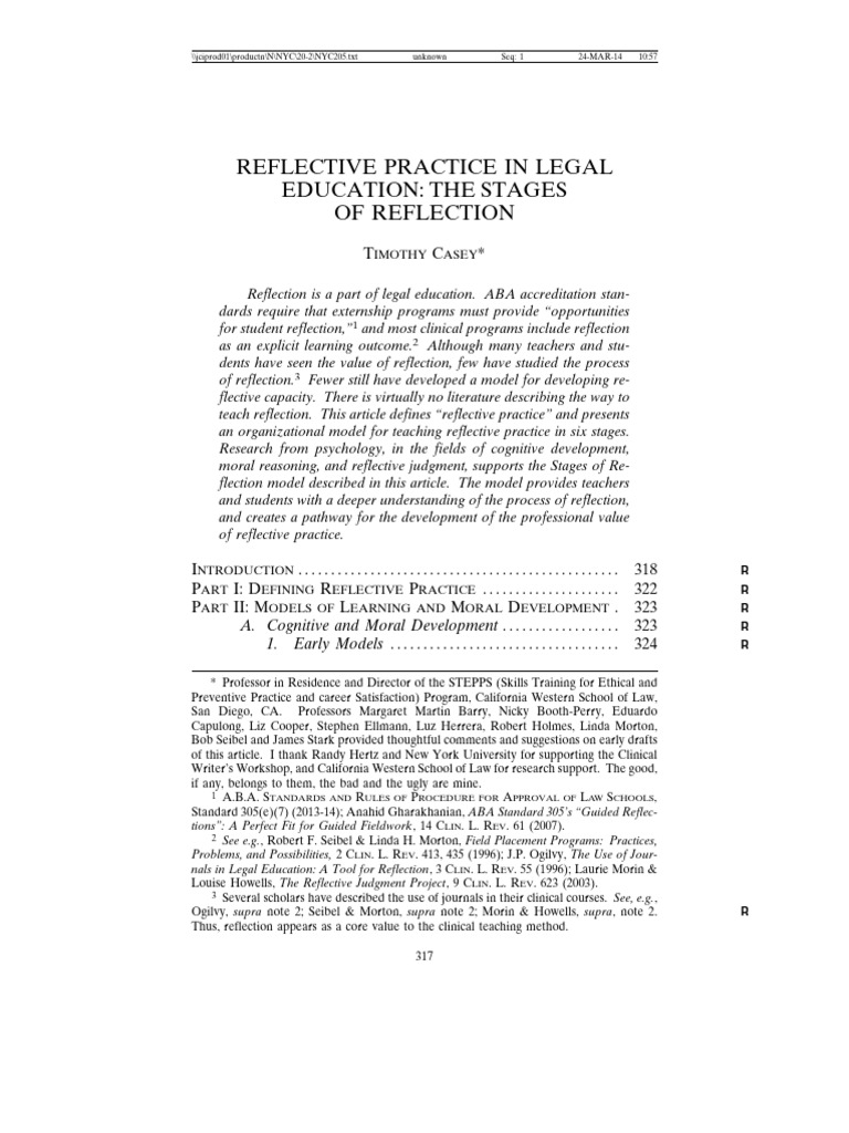 Stages of Reflection in Legal Education | PDF | Reflective Practice ...