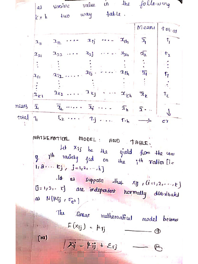 Mathematical Statistics One Way Classification | PDF