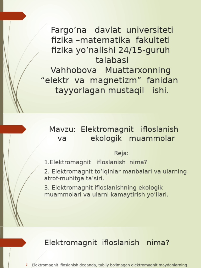 Elektr Mustaqil Ish 7-Mavzu | PDF