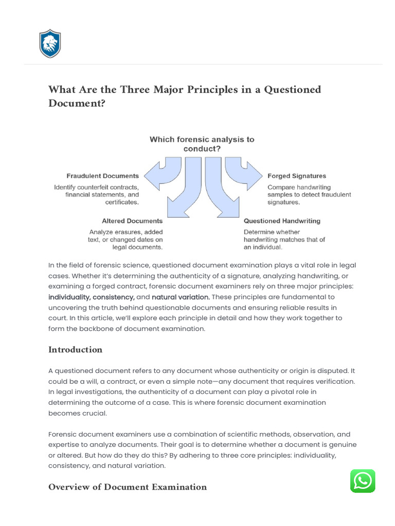 Three Principles of Document Examination | PDF | Signature | Forensic ...