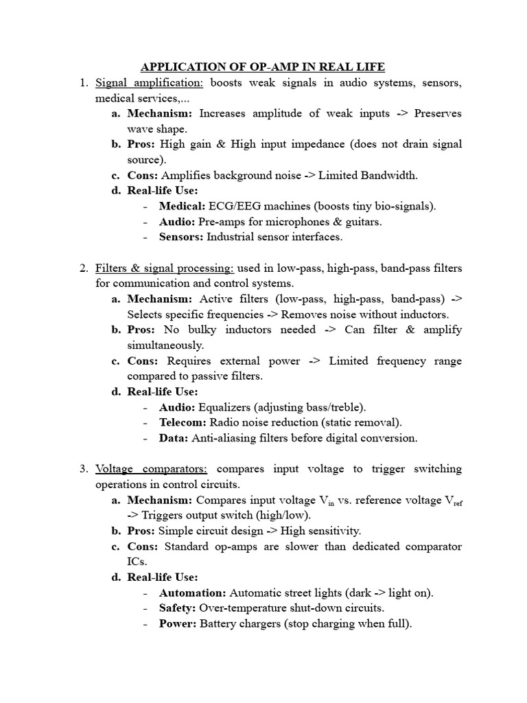 Real-Life Applications of Op-Amps | PDF | Amplifier | Electronic Filter