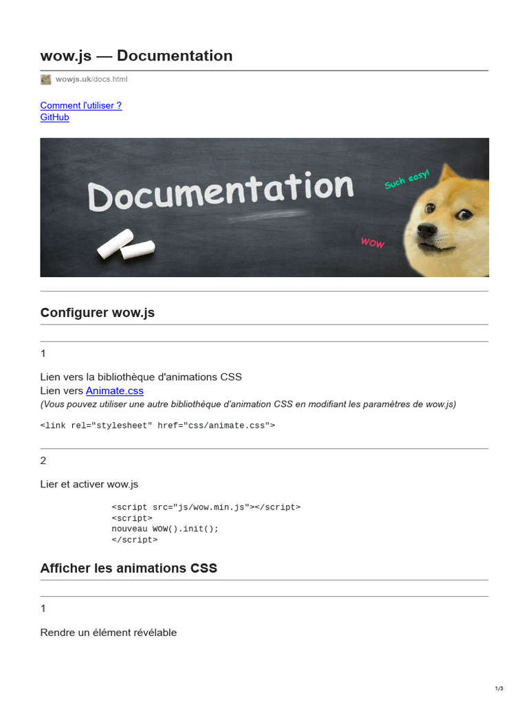 Guide d'utilisation de wow.js | PDF | Informatique | Programmation web