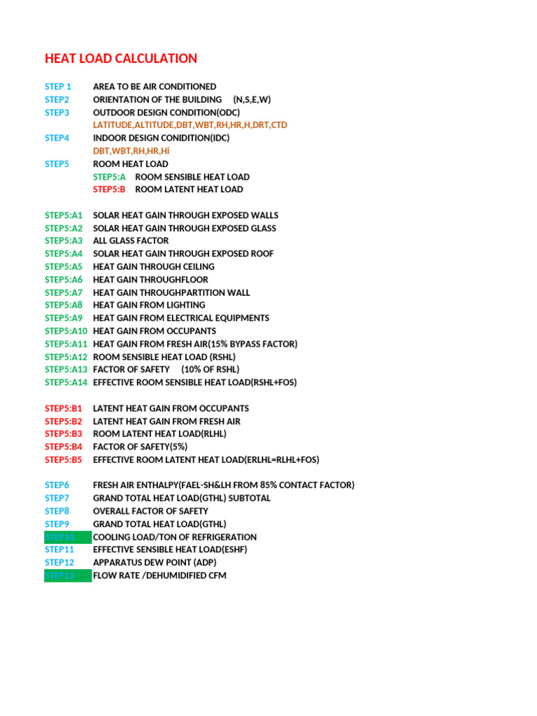 Heat Load Calculation | PDF | Heat | British Thermal Unit