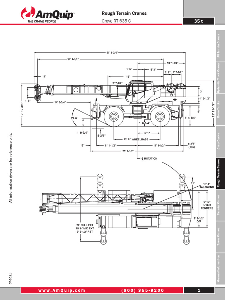 Grove RT 635 C Rough Terrain Crane Specs | PDF | Crane (Machine ...