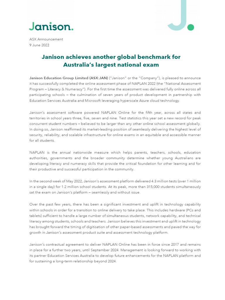 Janison Achieves Another Global Benchmark For Australia's Largest ...