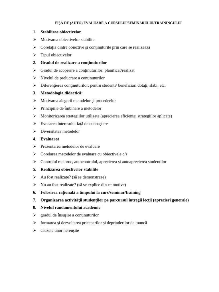 Var - II - Fișa de Autoevaluare A Activității Didactice | PDF
