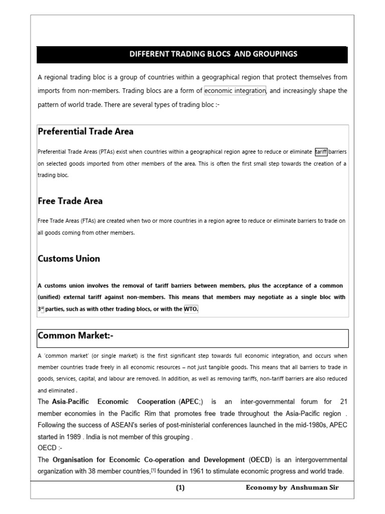 Overview of Global Trading Blocs | PDF | Trans Pacific Partnership ...