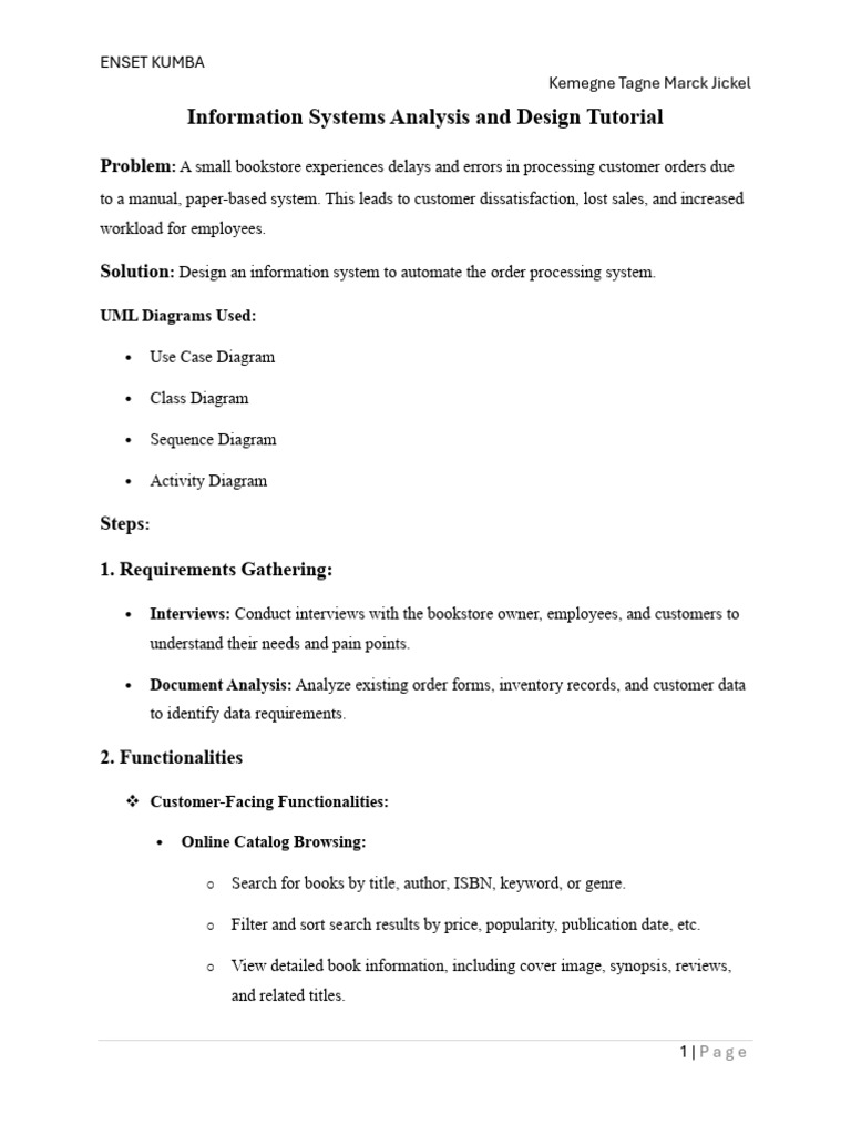 Information Systems Analysis and Design Tutoria1 | PDF | Point Of Sale ...