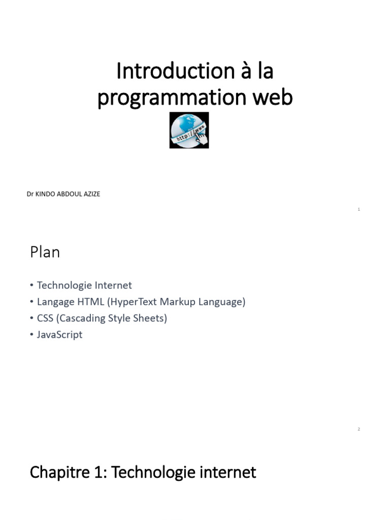Introduction à la Programmation Web | PDF | Internet | Internet et Web