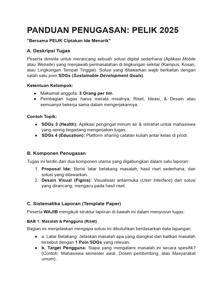 Panduan Penugasan PELIK 2025 | PDF