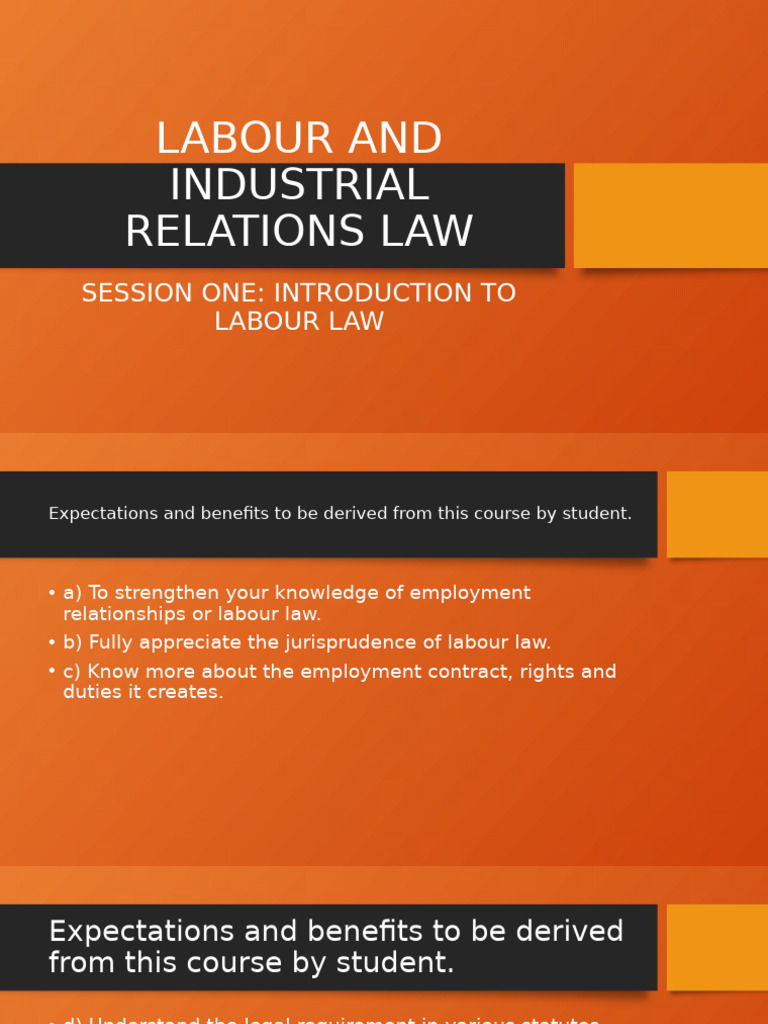 Introduction To Labour Law | PDF | Employment | Labour Law