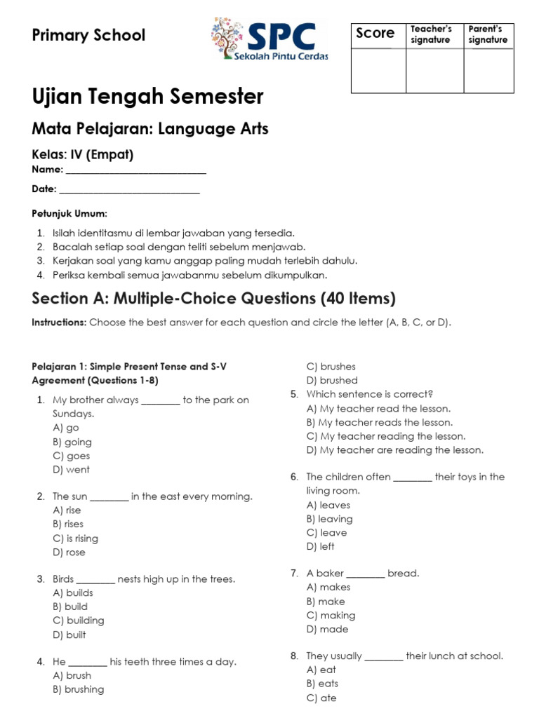 Final Test La g4 Paper | PDF | Verb | Linguistic Typology