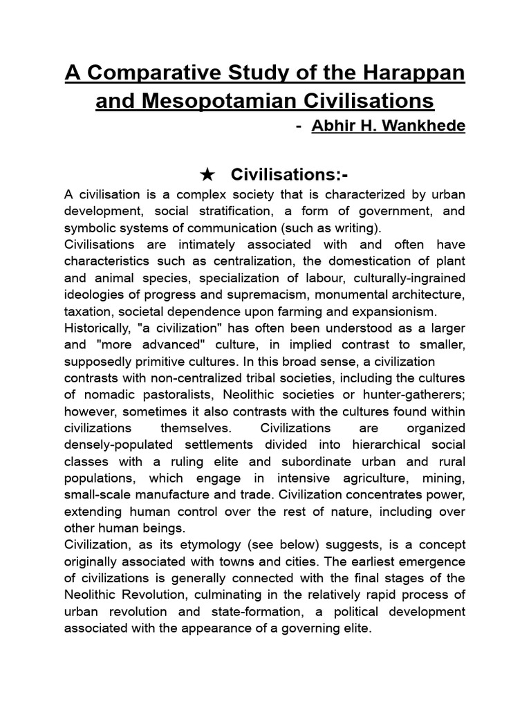 A Comparative Study of The Harappan and Mesopotamian Civilizations ...
