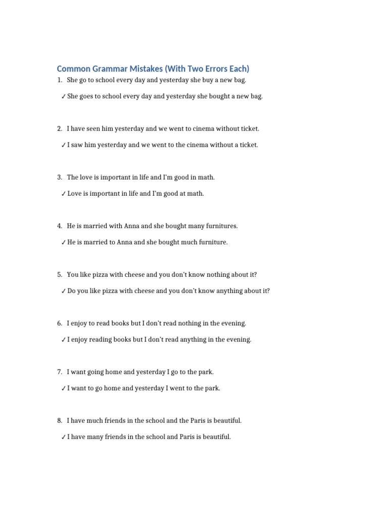 Common Grammar Mistakes Explained | PDF