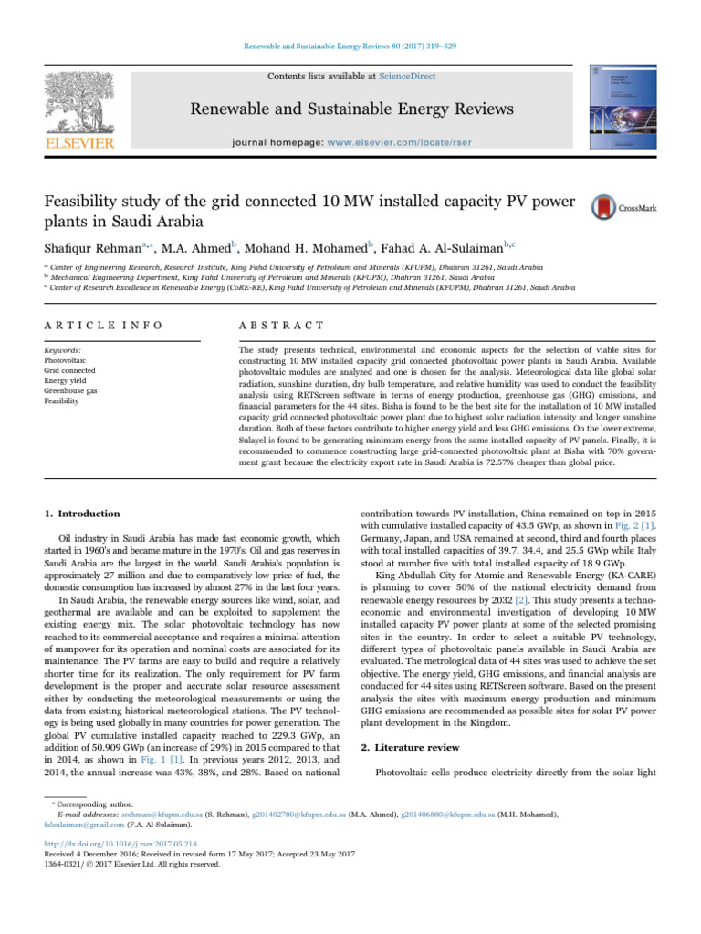 Feasibility Study of the Grid Connected | PDF | Photovoltaics ...