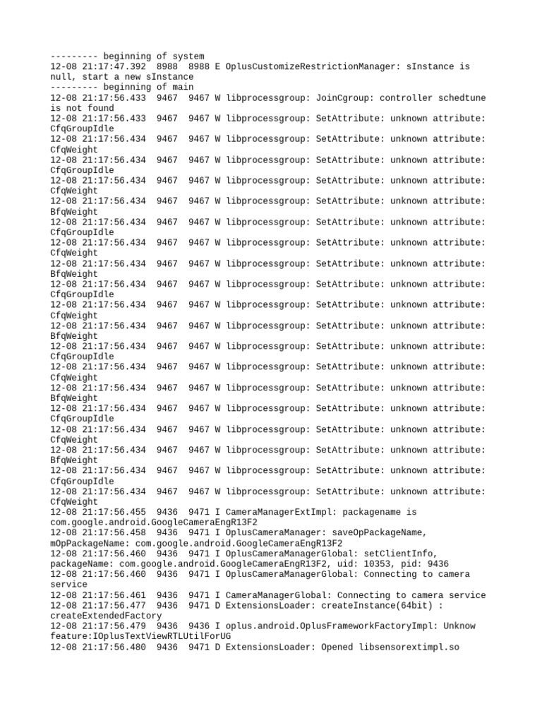 Oplus Camera Manager Log Analysis | PDF | Computing | Software