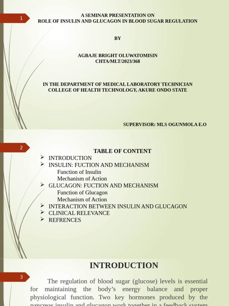 Insulin and Glucagon in Blood Sugar Regulation | PDF | Insulin | Glucose