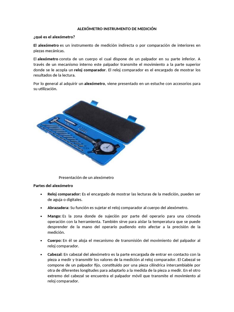 Guía Completa del Alexómetro: Uso y Partes | PDF | Equipo | Herramientas