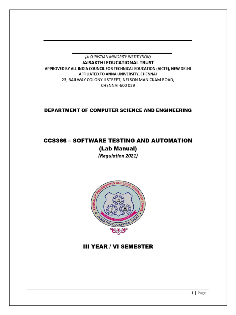 Ccs366 - Software Testing and Automation | PDF | Selenium (Software ...