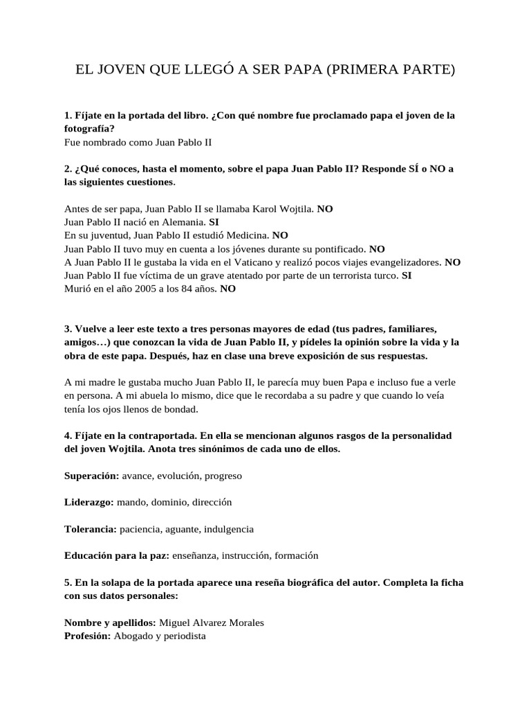 Vida y legado de Juan Pablo II | PDF | Papa juan pablo ii | Concilio ...