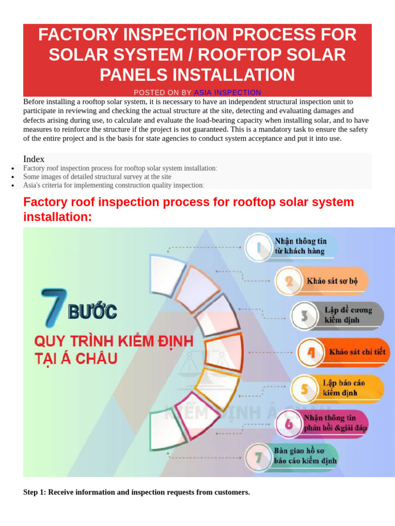 Factory Inspection Process For Solar System | PDF | Structural Engineering