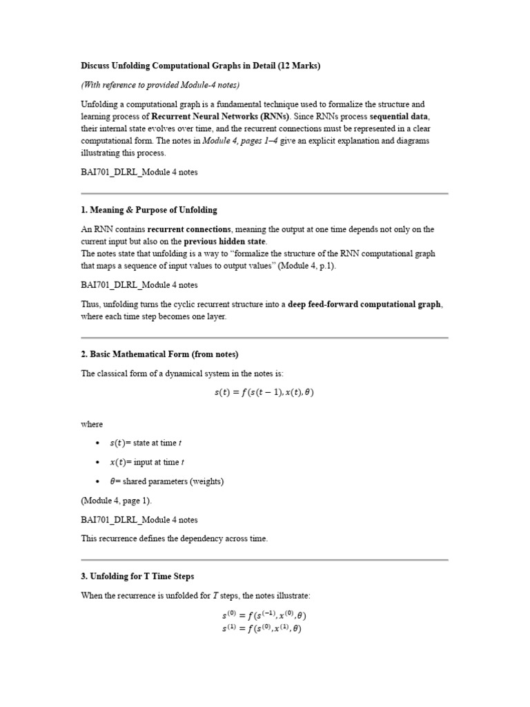Unfolding Computational Graphs in RNNs | PDF | Parsing | Machine Learning