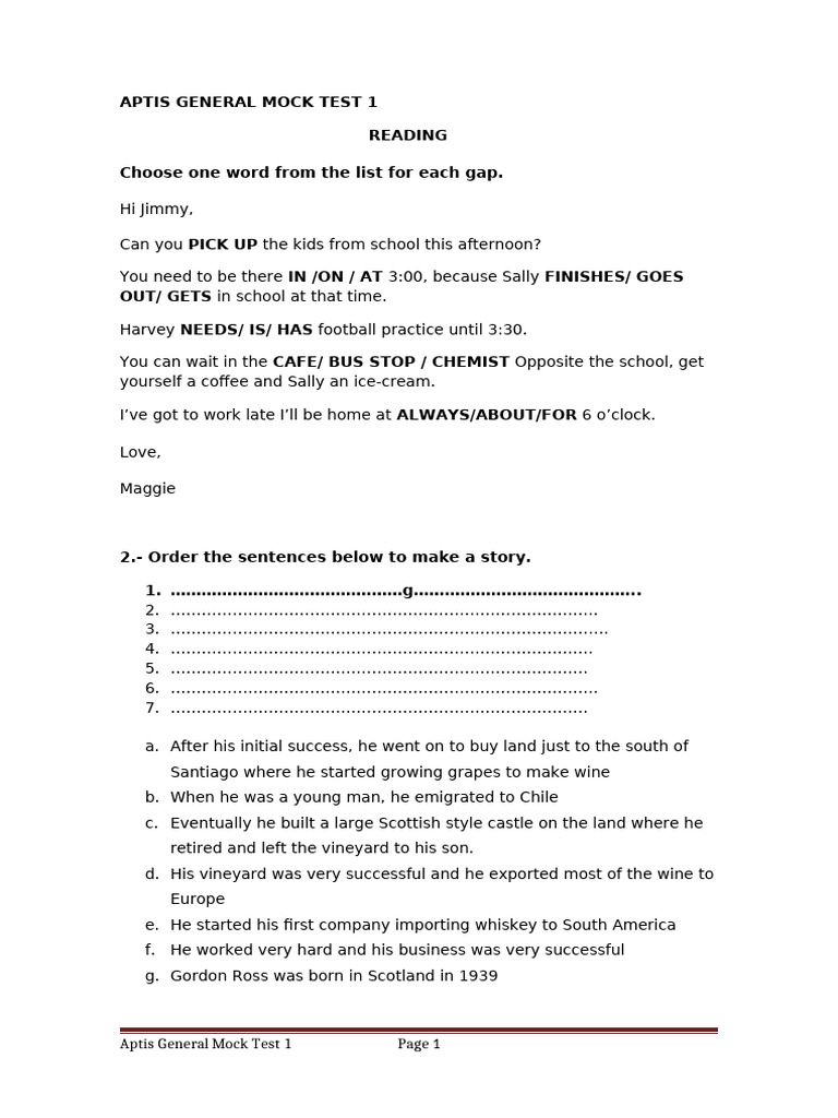 APTIS GENERAL MOCK TEST 1 (2) | PDF