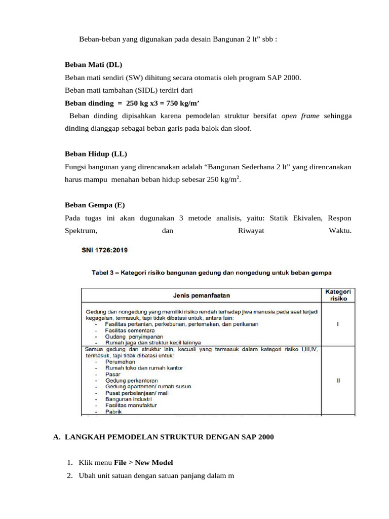 Desain Struktur Bangunan 2 Lantai dengan SAP 2000 | PDF