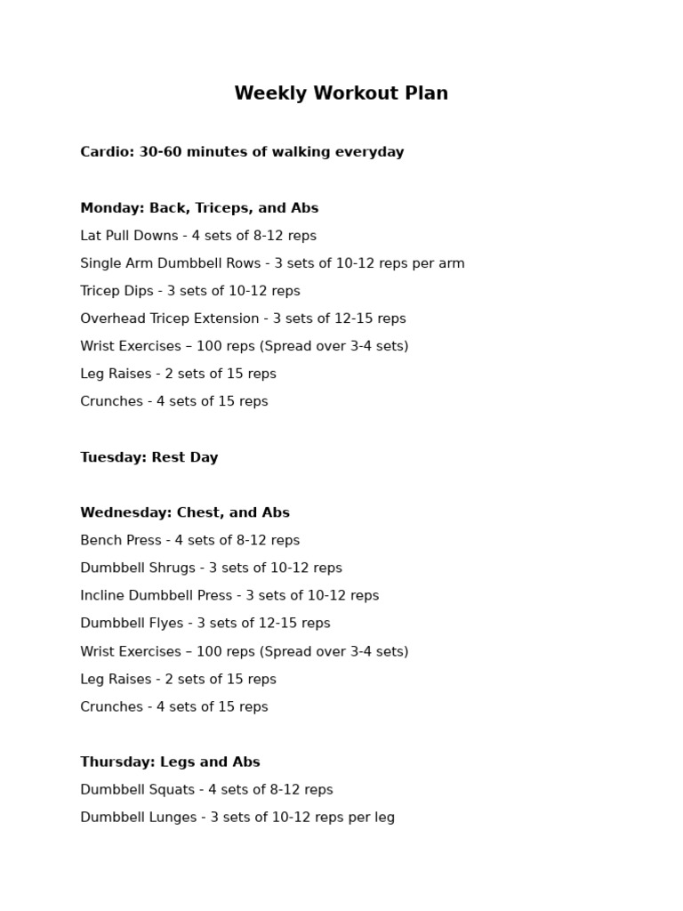 Weekly Workout Plan | PDF